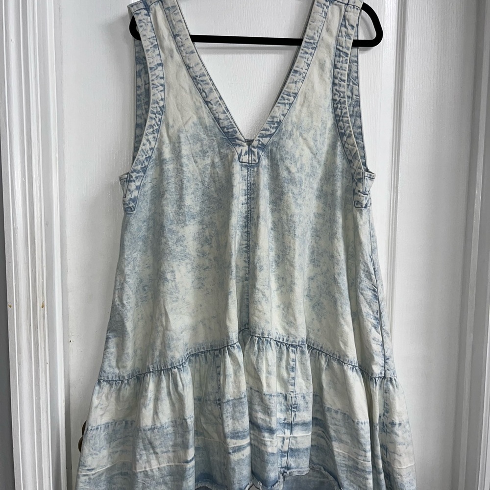 Free People Sky Blue Denim V-Neck Dress - Picture 4 of 7